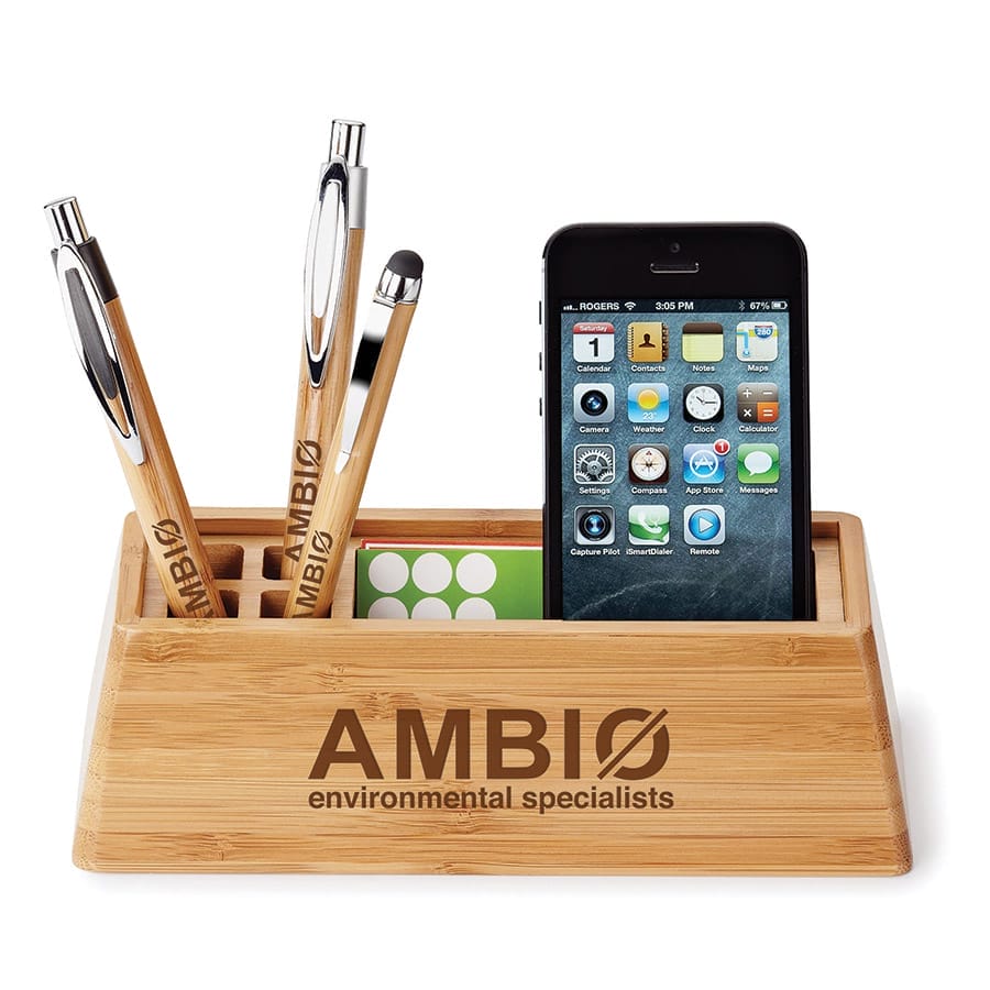 Custom Printed Bamboo Desktop Organizer